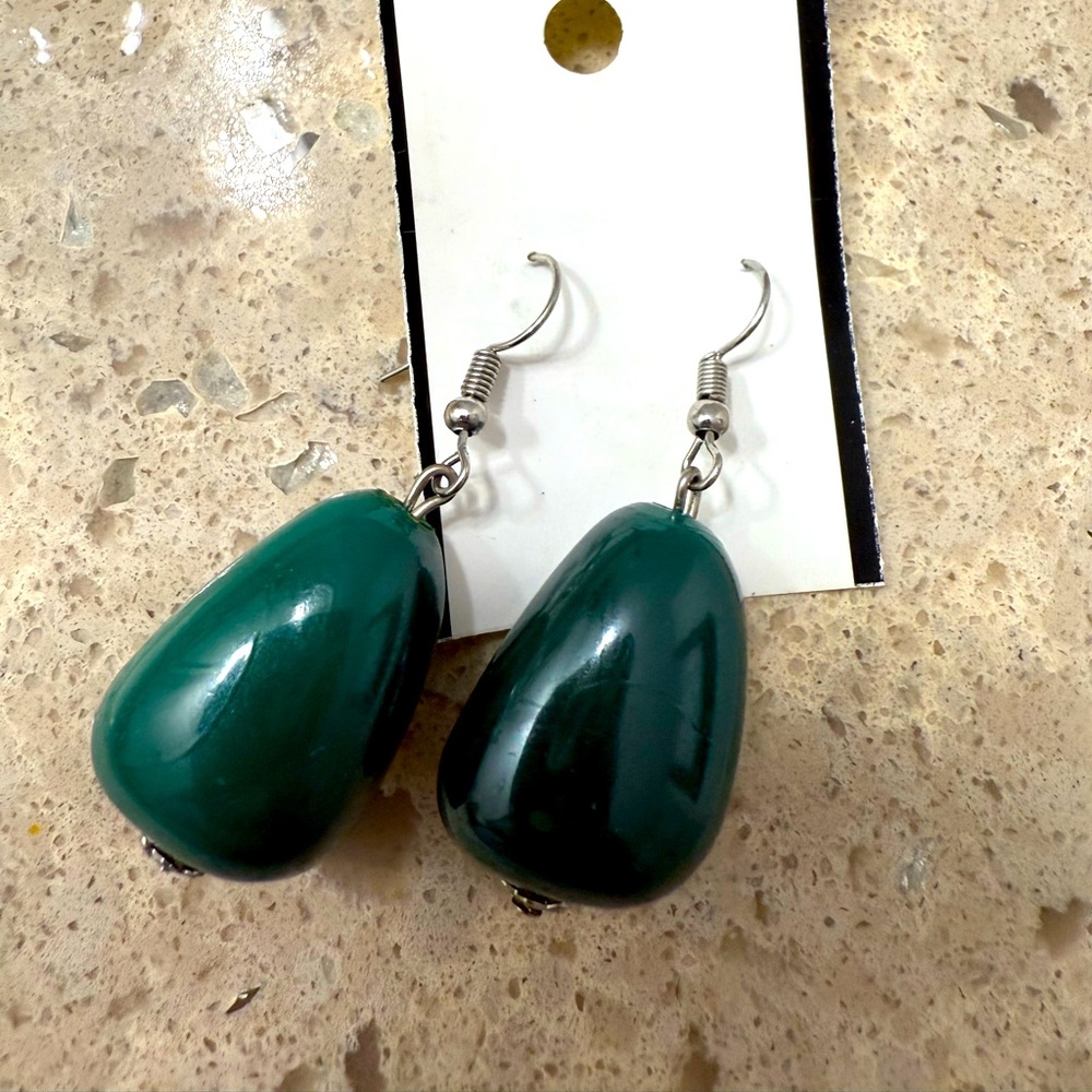 Statement Green Teardrop Earrings
